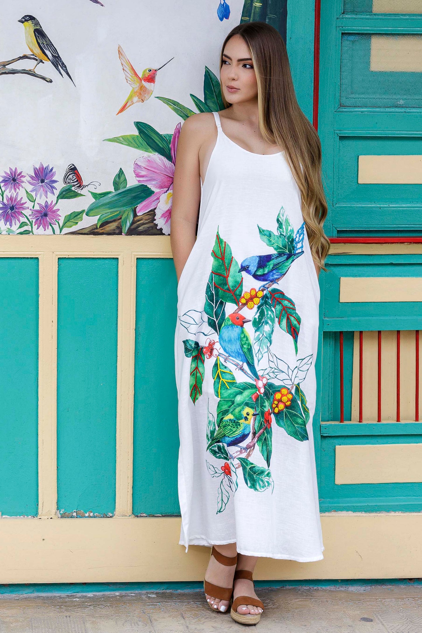 Vestido Tira Tangaras Bordado a Mano