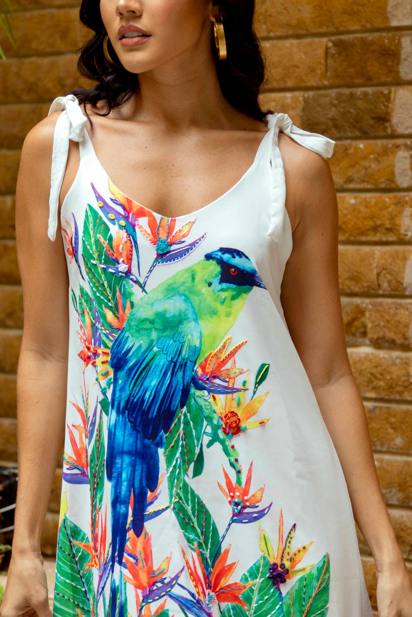 Vestido Tira Barranquero Bordado a Mano