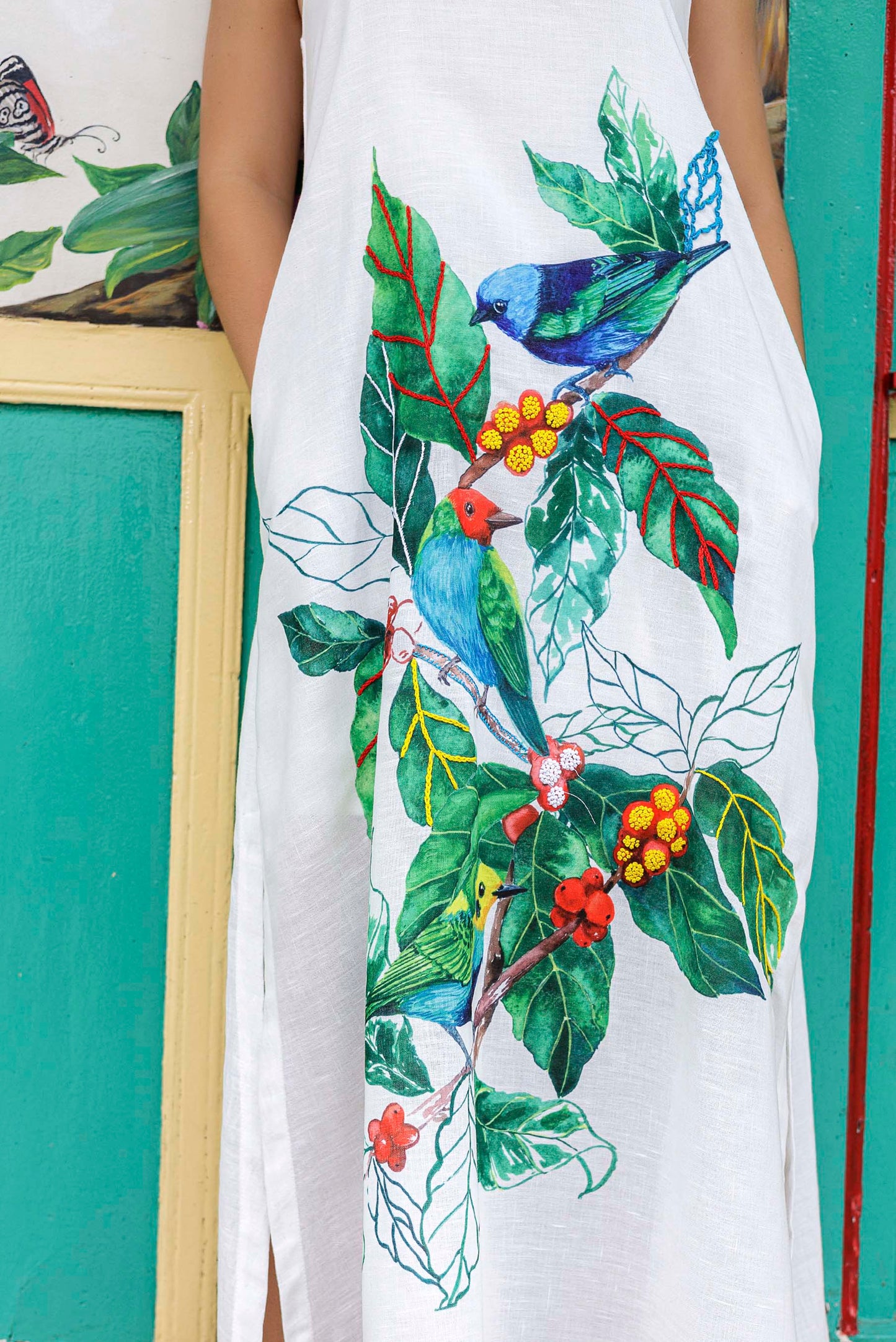Vestido Tira Tangaras Bordado a Mano