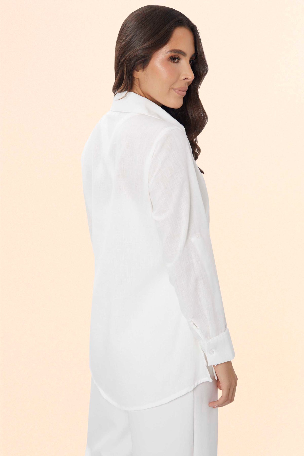Blusón Camisero Corto Orquídeas Bordado a Mano
